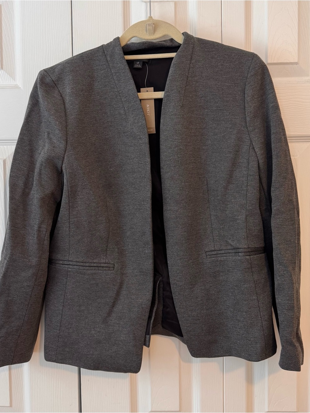J. Crew Charcoal Open-Front Tailored Blazer